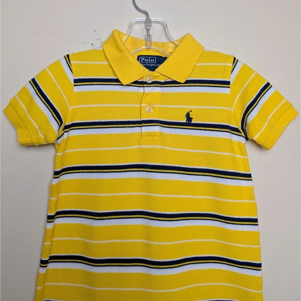 Vintage Ralph Lauren Polo Striped Romper One Piece EUC Yellow Baby Size 9 Months